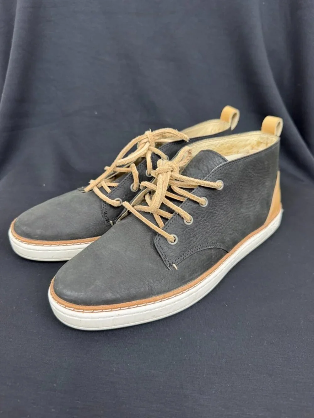 UGG Faded Black Suede Olli High Top Sneakers Shearling 8